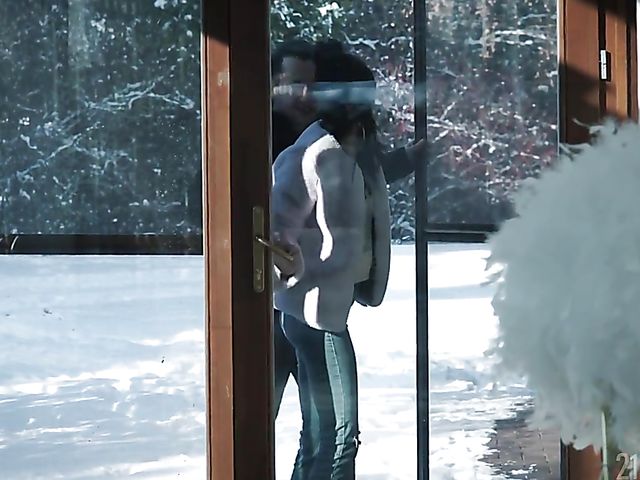 Winter anal sex with sensual brunette Lexi Layo