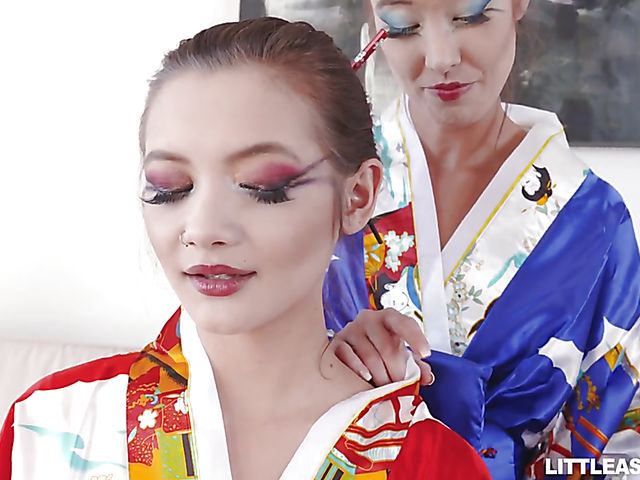 Asian lesbian geishas Alex De La Flor and Christy Love
