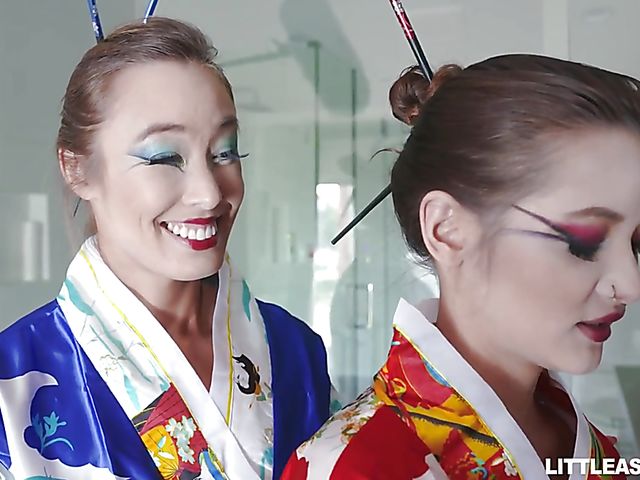 Asian lesbian geishas Alex De La Flor and Christy Love