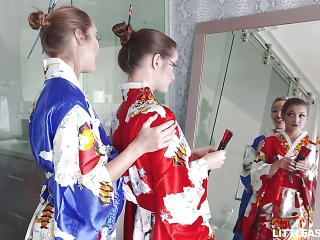 Asian lesbian geishas Alex De La Flor and Christy Love