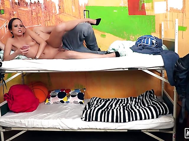 Small boobs brunette Lexi Layo gets screwed in a hostel