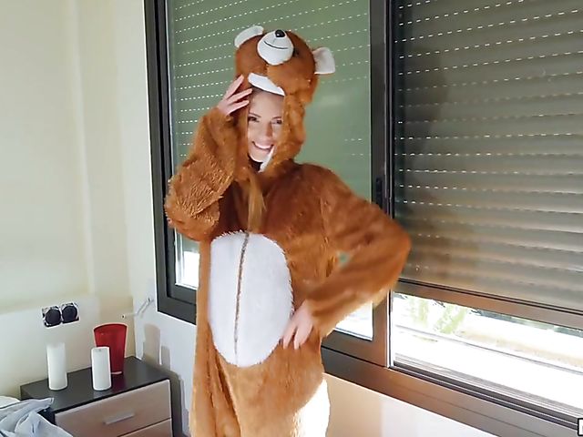 Anal teen in a bear costume Rebecca Volpetti