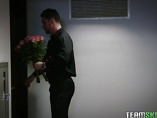 Blonde threesome with two dudes on Valentine's Day