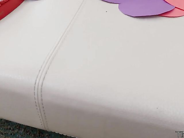 Small teen blonde Natalia Queen fucks a Valentine's Day cock