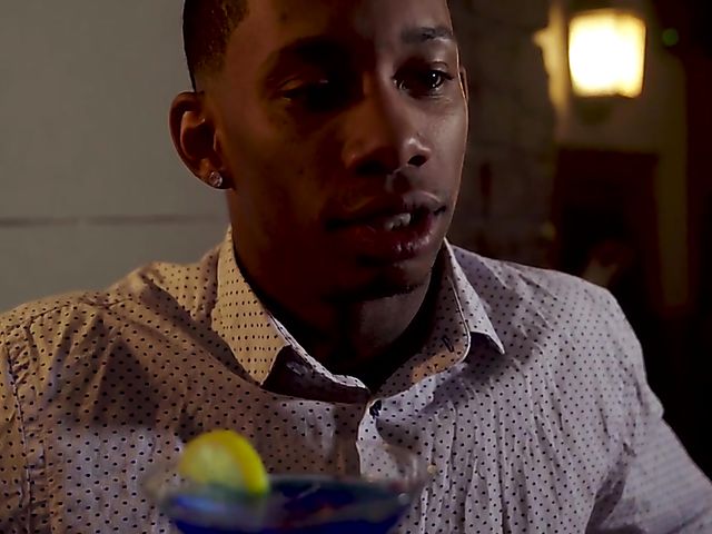 Caged Marta Lacroft sucking black cock