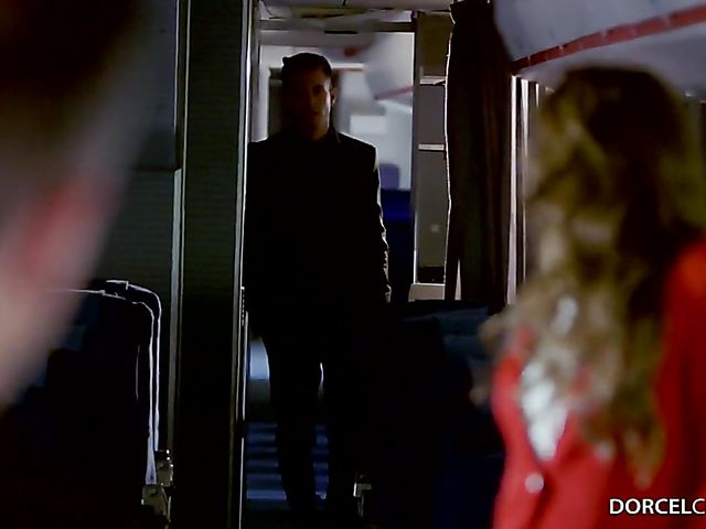 French DP in the sky with sexy stewardess Clea Gaultier