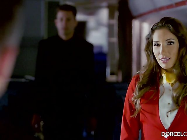 French DP in the sky with sexy stewardess Clea Gaultier