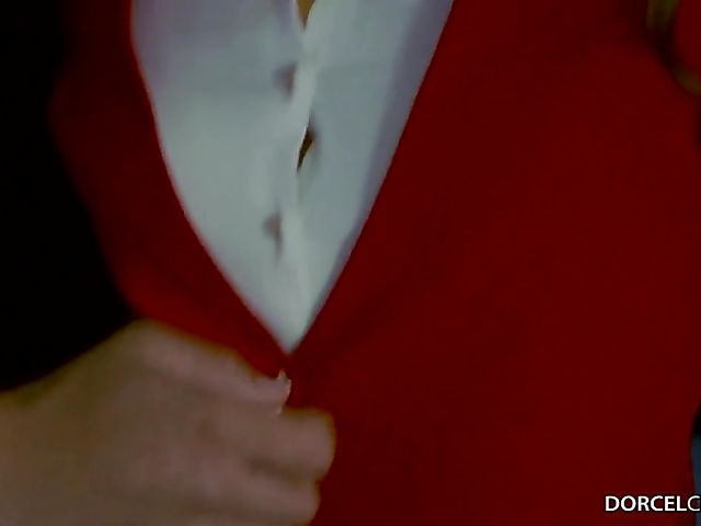 French DP in the sky with sexy stewardess Clea Gaultier