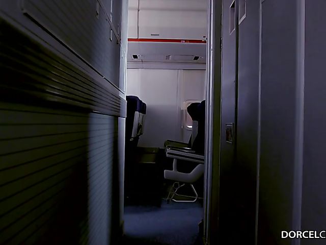 French DP in the sky with sexy stewardess Clea Gaultier