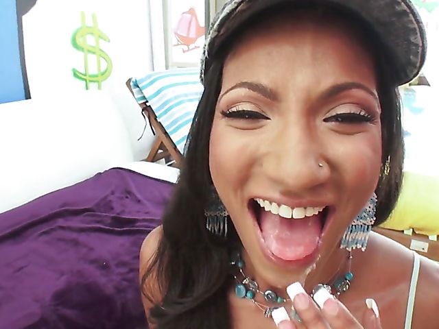 Exotic latina Sadie Santana gets ass fucked