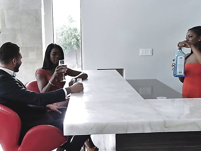 Interracial FFM action with black beauties Evi Rei and Ana Foxxx