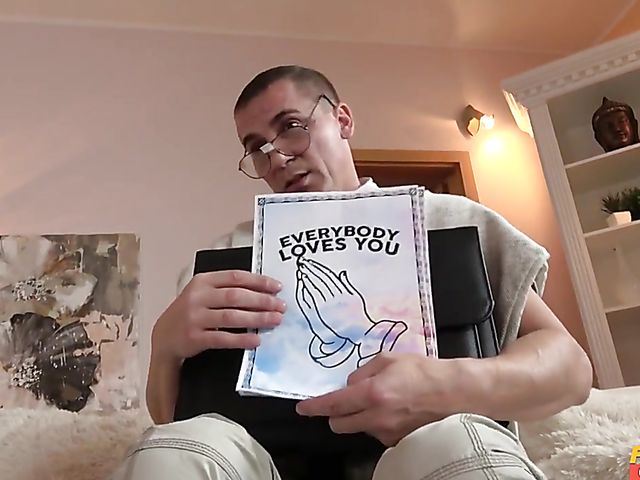 Big tit MILF Ania Kinski licks nerd's ass and gets fucked