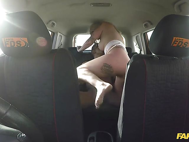 Car interracial fuck with big titty blonde Louise Lee