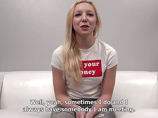 Czech small tits blonde Eva gets oiled up 