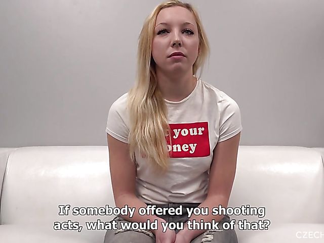 Czech small tits blonde Eva gets oiled up 