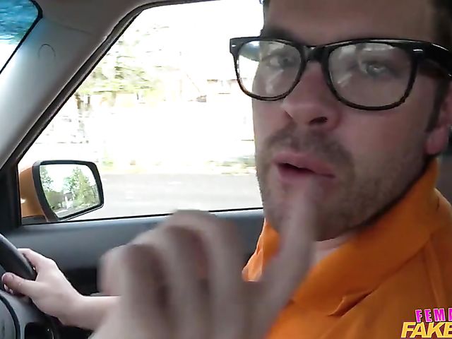 Female fake taxi with sexy Cherry Parker 