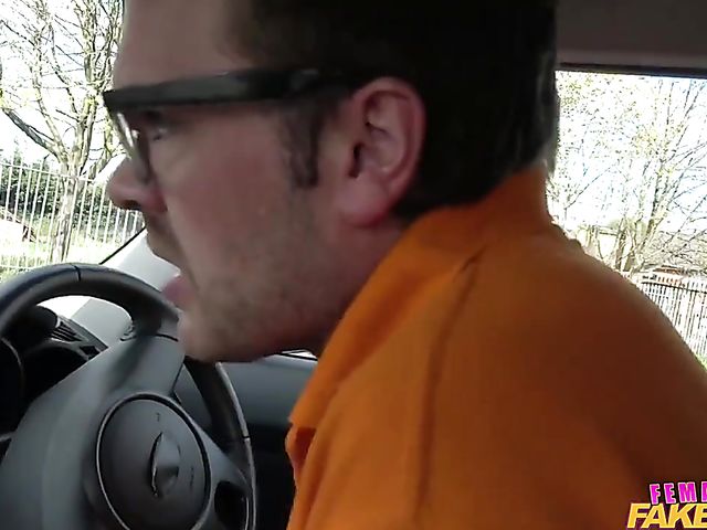 Female fake taxi with sexy Cherry Parker 