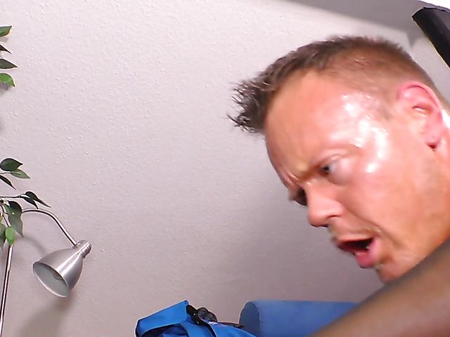 Shaved granny Maria gets screwed on the couch