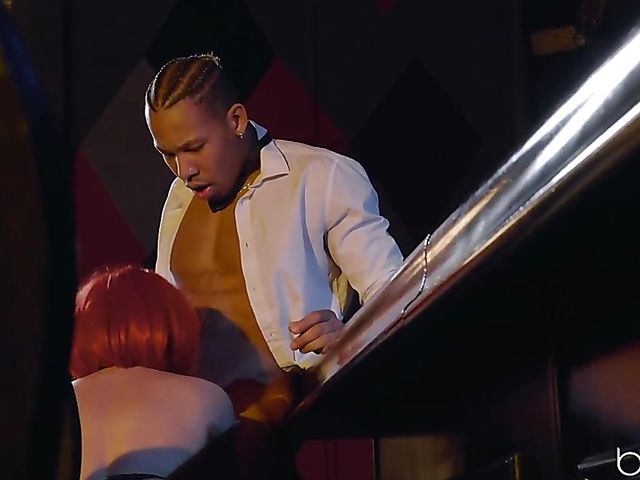 Gia Paige - Redhead interracial shagging at the bar  