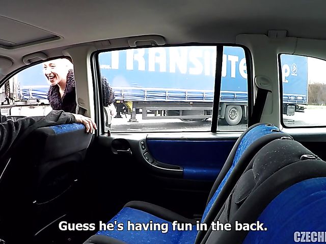 Car anal with a small titty whore