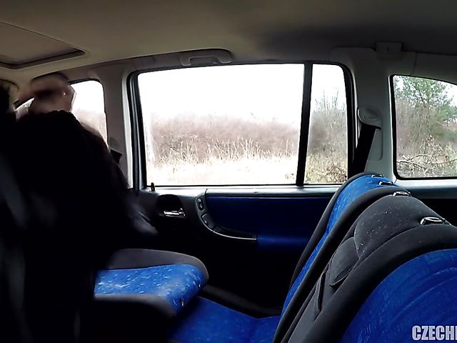 Car anal with a small titty whore