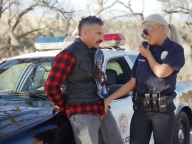 Big tits police woman Bridgette B gets boned outdoors