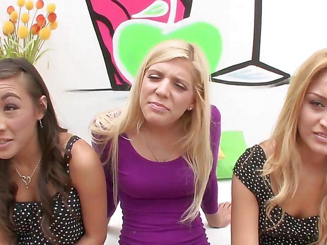 Triple teen deepthroat with  Carmen Monet, Natalia Robles and Arial Rose