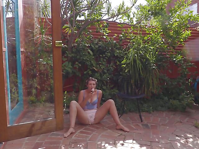 Solo in the garden with girl next door Ivy Sweet