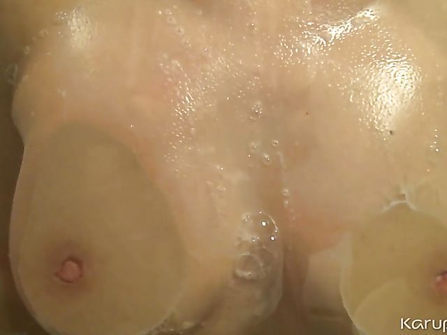 Shower solo with wet and nude Denise Gold
