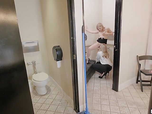 Toilet POV with blondes Candice Dare and Nikki Peach  