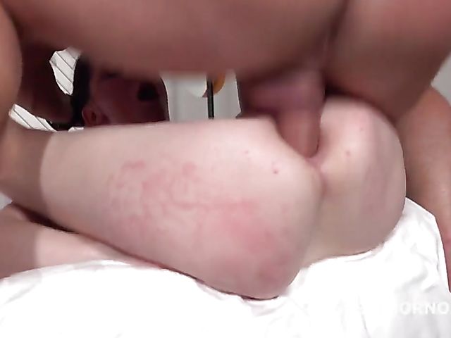 Naughty Ellie in pink teddy lingerie gets ass fucked