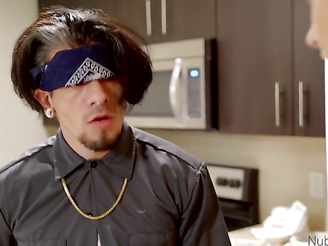 Tiny blonde Chloe Cherry gets plowed in the kitchen