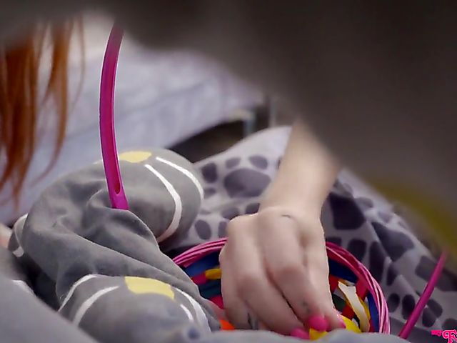 Happy Easter teen threesome with Kiara Cole and Scarlett Mae