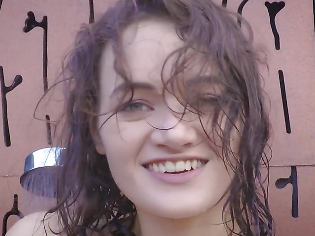 Summer shower masturbation with a dildo featuring Dodi