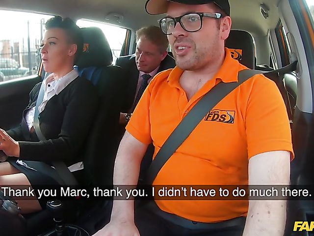 Busty short hair Tory Candi Jackson rides her boss in the car