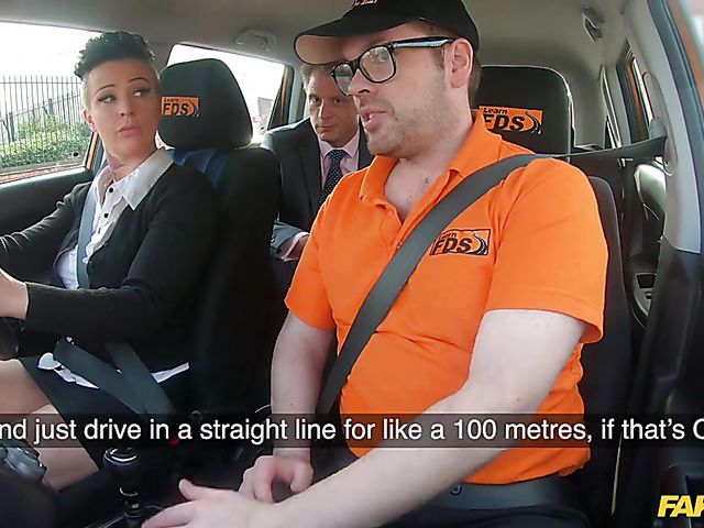 Busty short hair Tory Candi Jackson rides her boss in the car