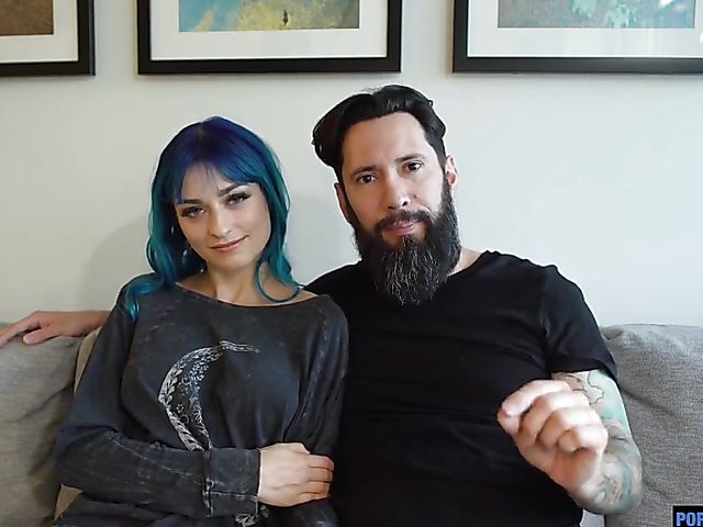 Blue hair slut with fake boobs Jewelz Blu gets railed