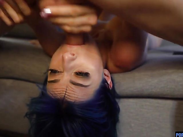 Blue hair slut with fake boobs Jewelz Blu gets railed