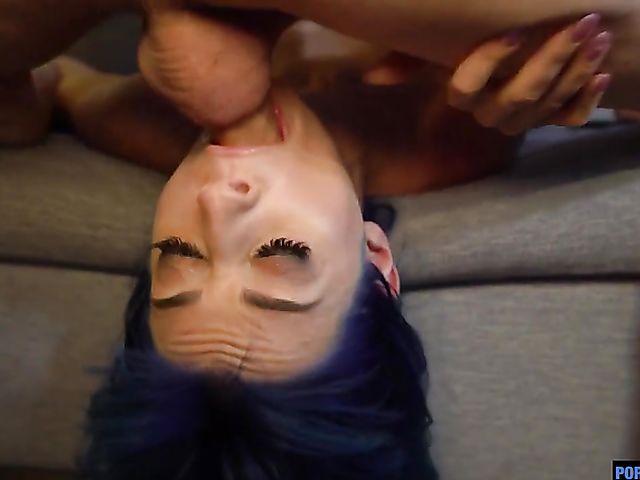 Blue hair slut with fake boobs Jewelz Blu gets railed
