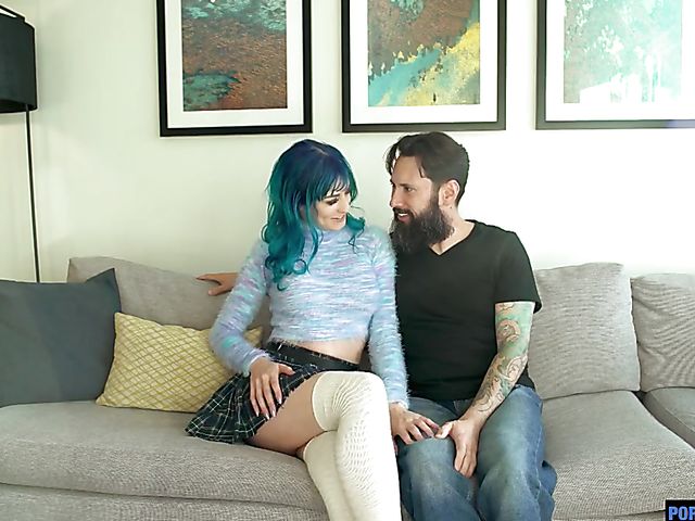 Blue hair slut with fake boobs Jewelz Blu gets railed