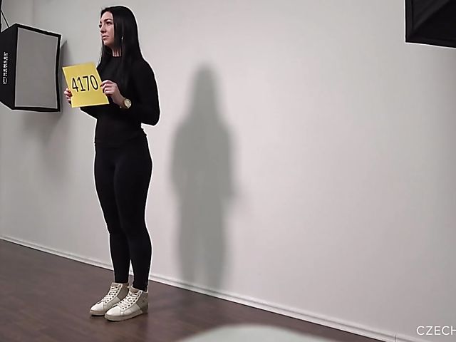 Czech casting with shaved brunette Veronika