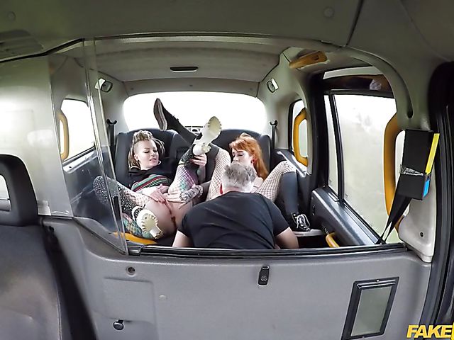 Fake taxi threesome with Azura Alii and Piggy Mouth
