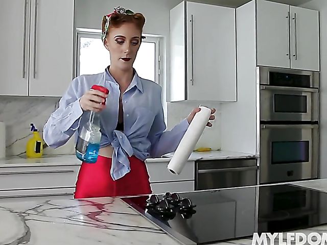 Milfy redhead Ginger Babbii gets spanked and fucked