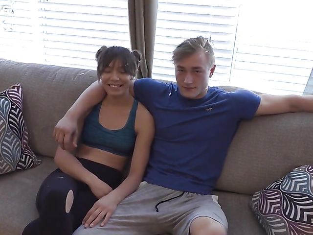 Muscle guy Aaron Tigger fucks shaved asian girl Mako Kalani