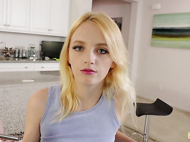 Petite teen Kate Bloom helps her stepbrother