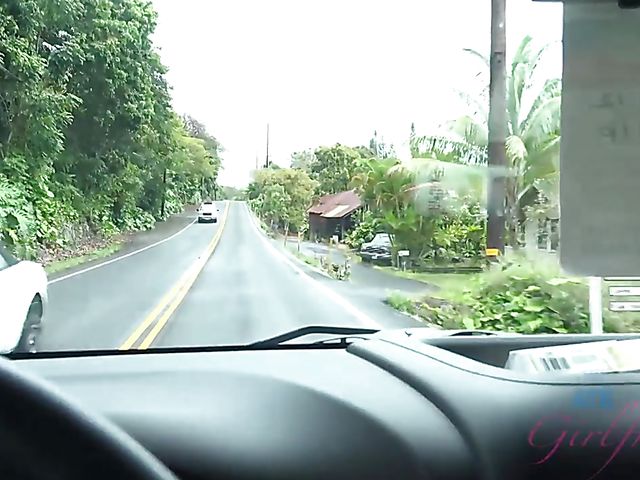 Asian girlfriend Vina Sky shows her coochie in the car