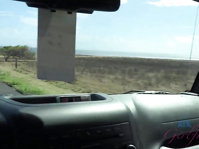 Asian girlfriend Vina Sky shows her coochie in the car