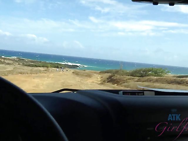 Asian girlfriend Vina Sky shows her coochie in the car