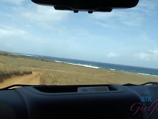 Asian girlfriend Vina Sky shows her coochie in the car