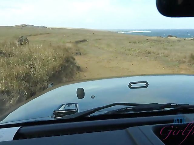 Asian girlfriend Vina Sky shows her coochie in the car